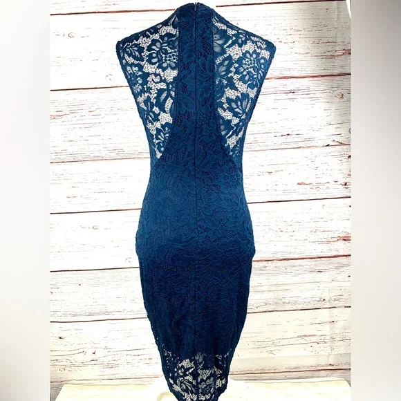 Windsor Navy Lace Bodycon Midi Dress Size M - Picture 9 of 11